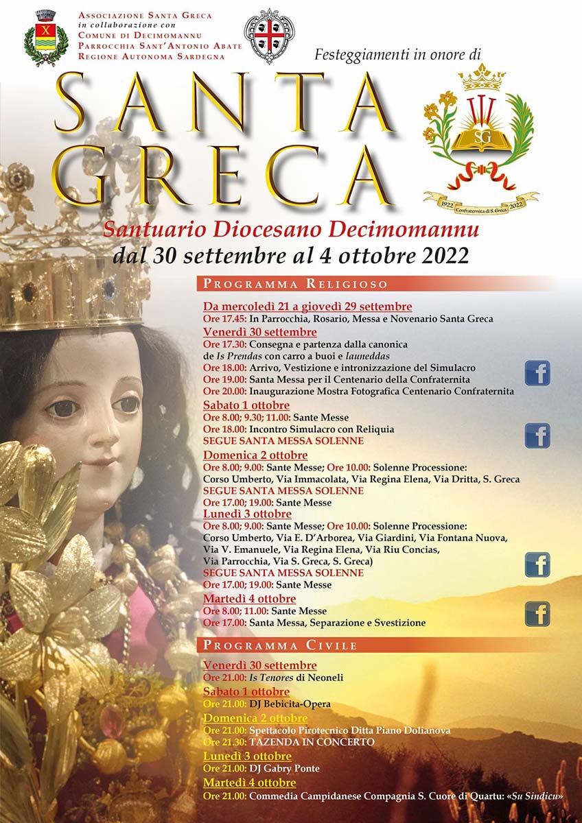 programma festa santa greca decimomannu settembre