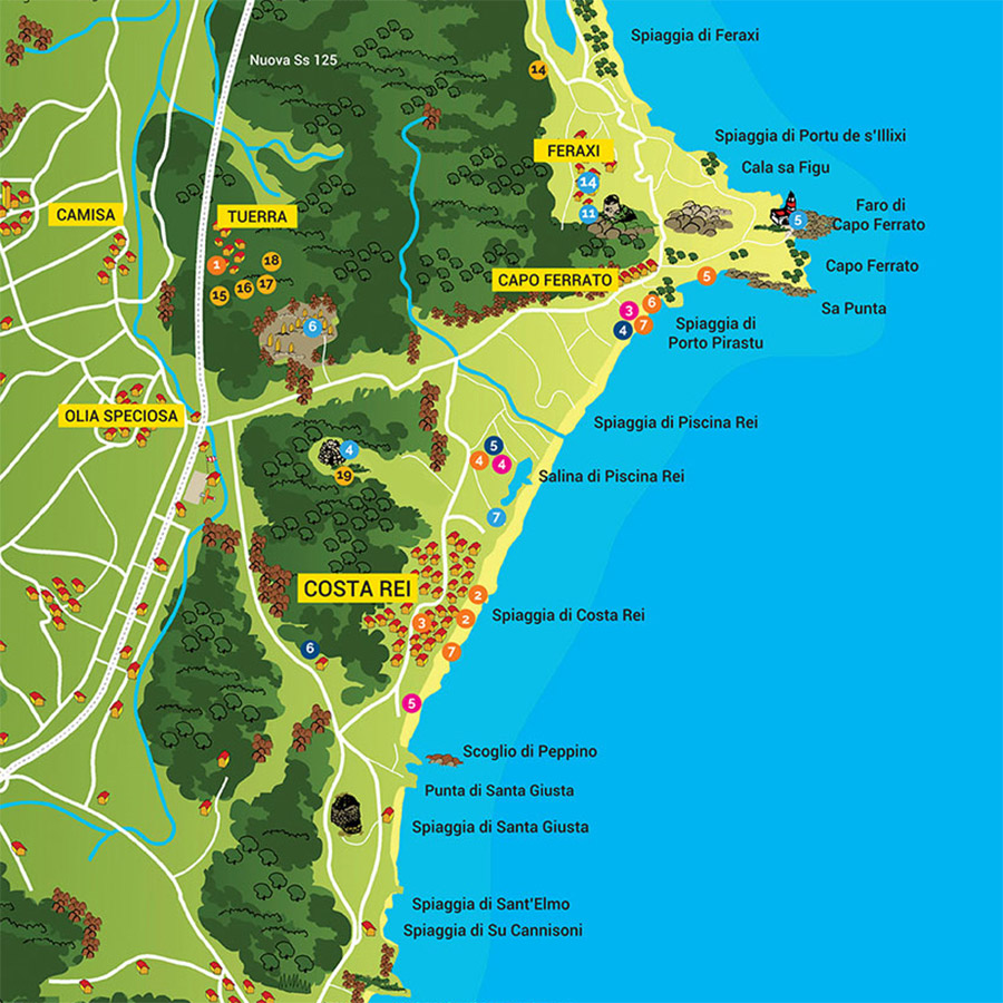 cartina spiagge muravera Costa rei 2022